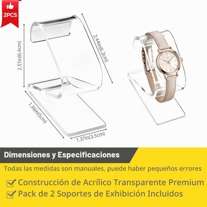Pack De 2 Expositor Relojes Transparente Acrílico Forma