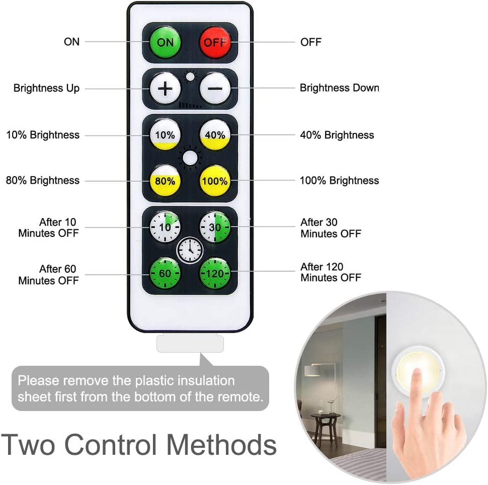 Set de 6 Luces LED Inalámbricas Nocturnas con Control Remoto