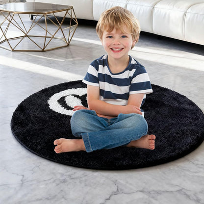 Alfombra Redonda de Billar "Bola 8" en Microfibra Antideslizante (60x60 cm)