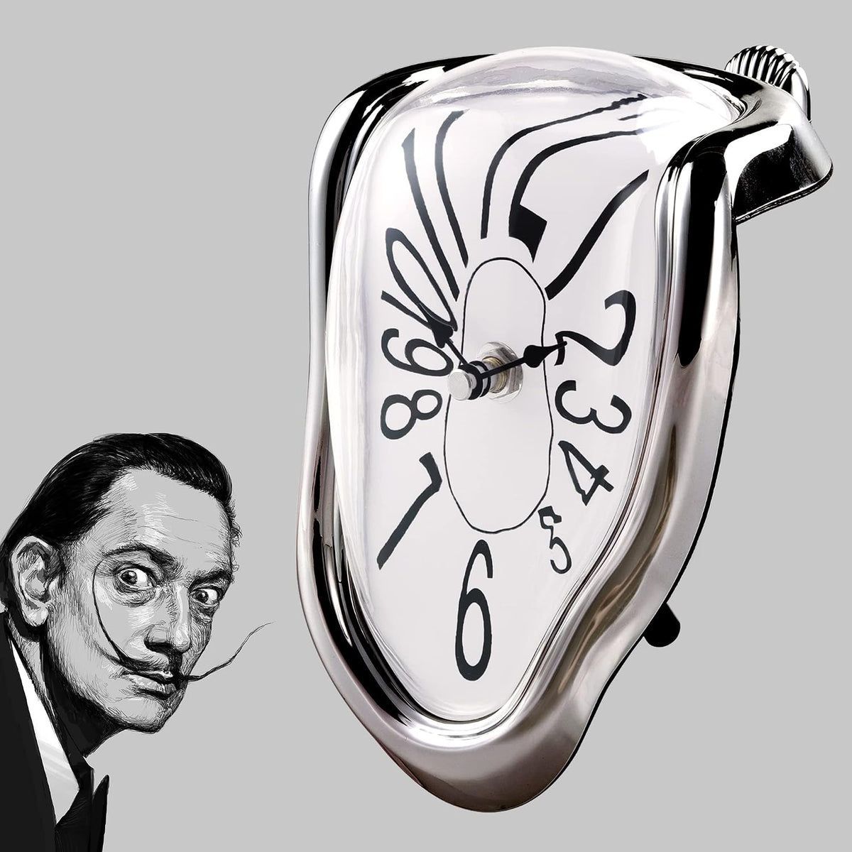 Reloj de Fusión Creativo Plateado Estilo Dalí (16 x 13 x 11 cm)