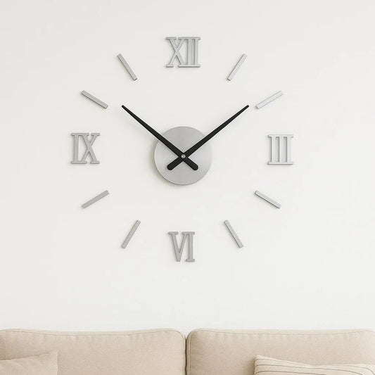 Reloj de pared 3D: Números romanos en acrílico espejado para completar la pared