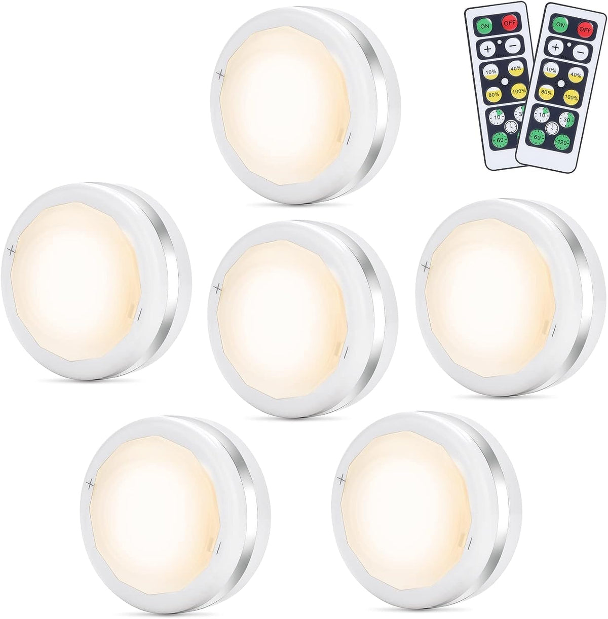 Set de 6 Luces LED Inalámbricas Nocturnas con Control Remoto