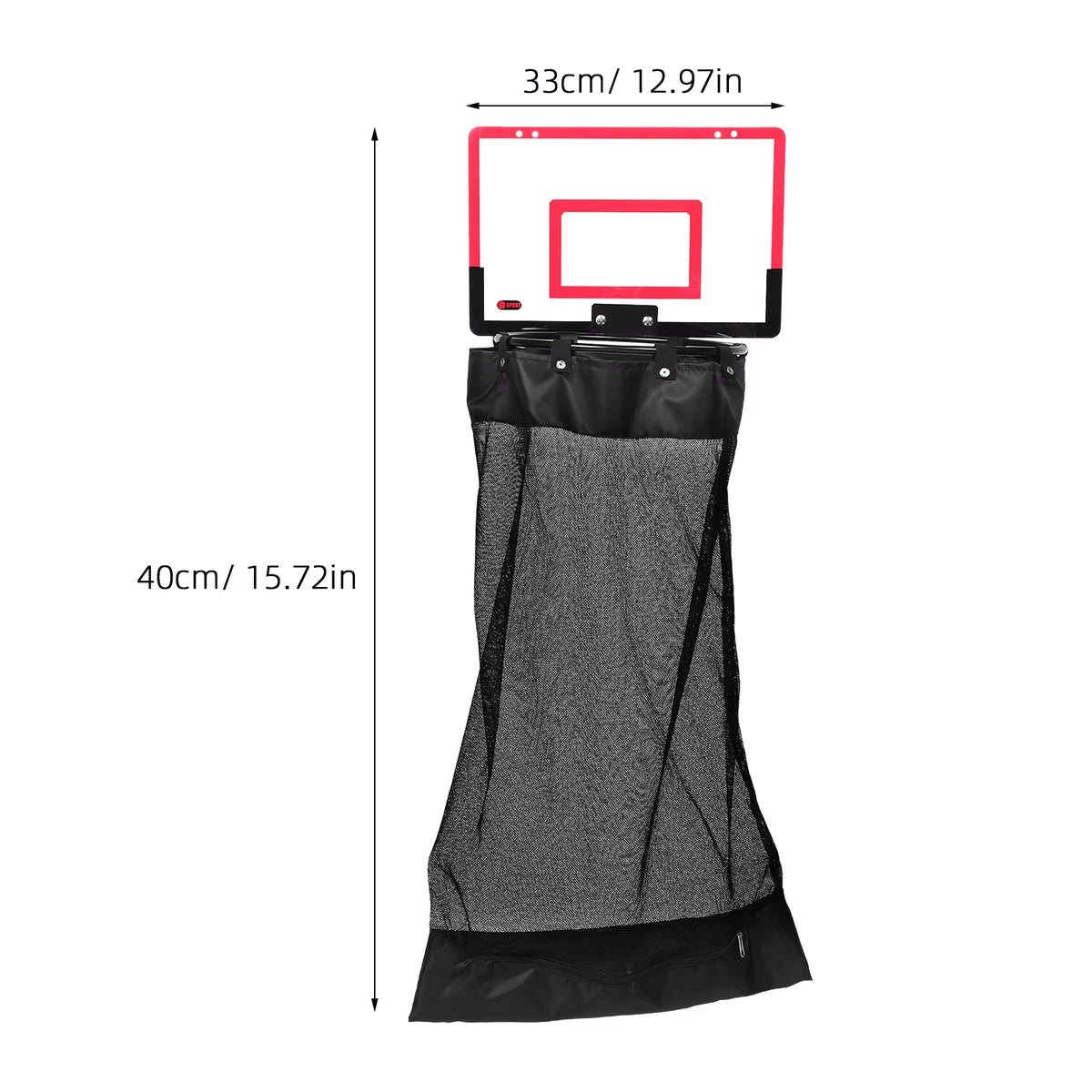 Basketball Hoop Laundry Hamper Zippered Space-Saving Hanging Mesh Organizer for Dorms Bathrooms Bedrooms Office Wall Organizer