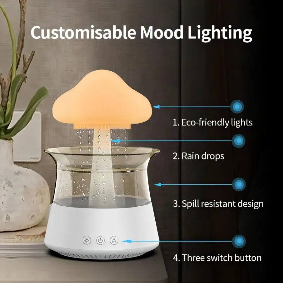 Humidificador ultrarelax para descansar y ambiente: Difusor con efecto de lluvia