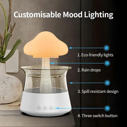 Humidificador ultrarelax para descansar y ambiente: Difusor con efecto de lluvia