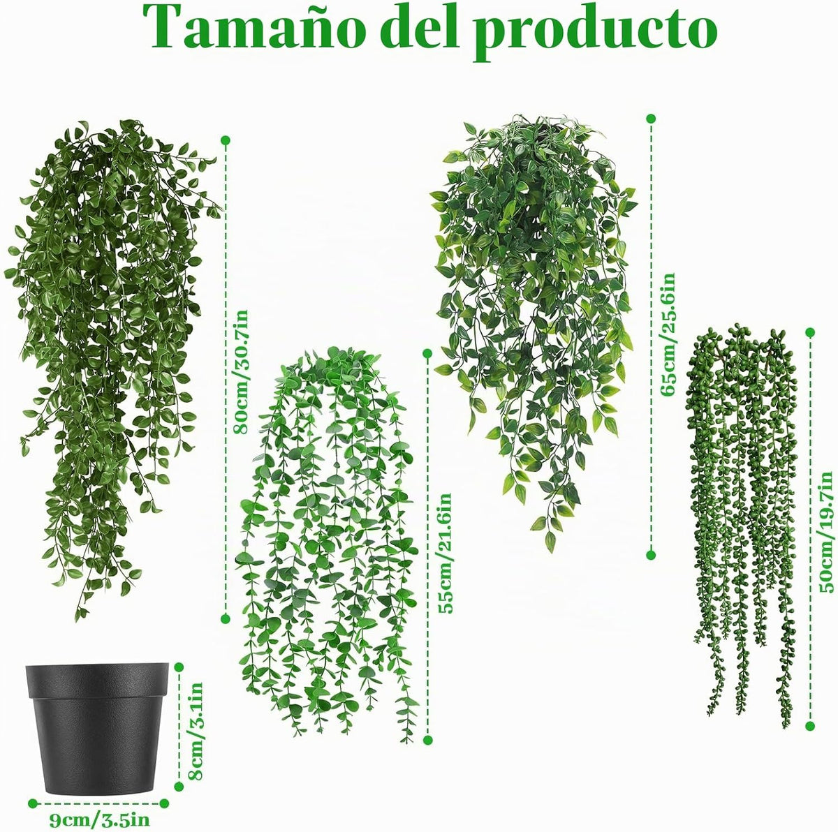 4 Piezas Plantas Artificiales Colgantes