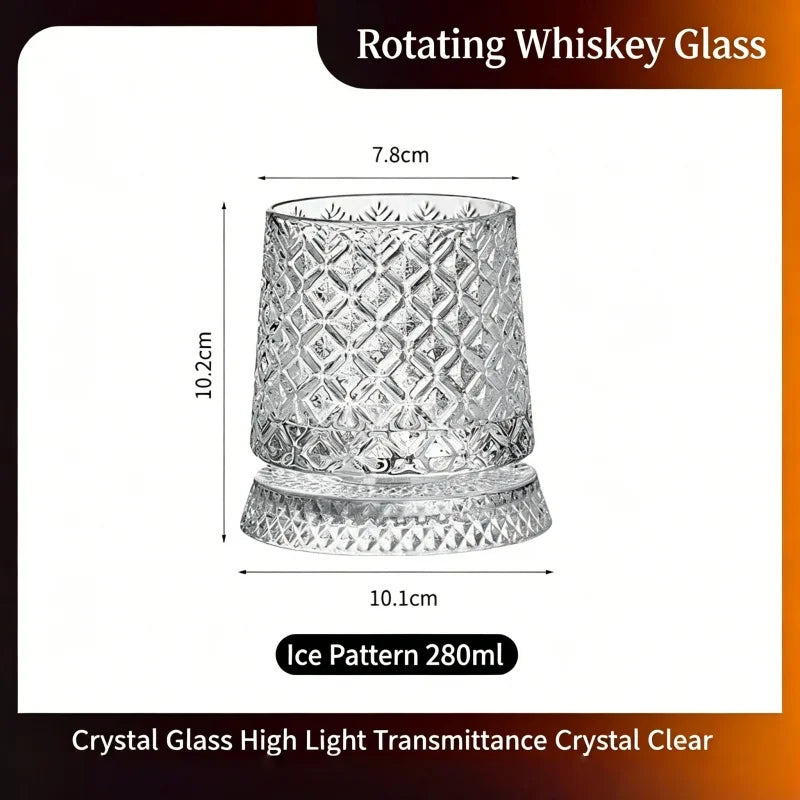 Vaso de whisky giratorio de cristal tallado