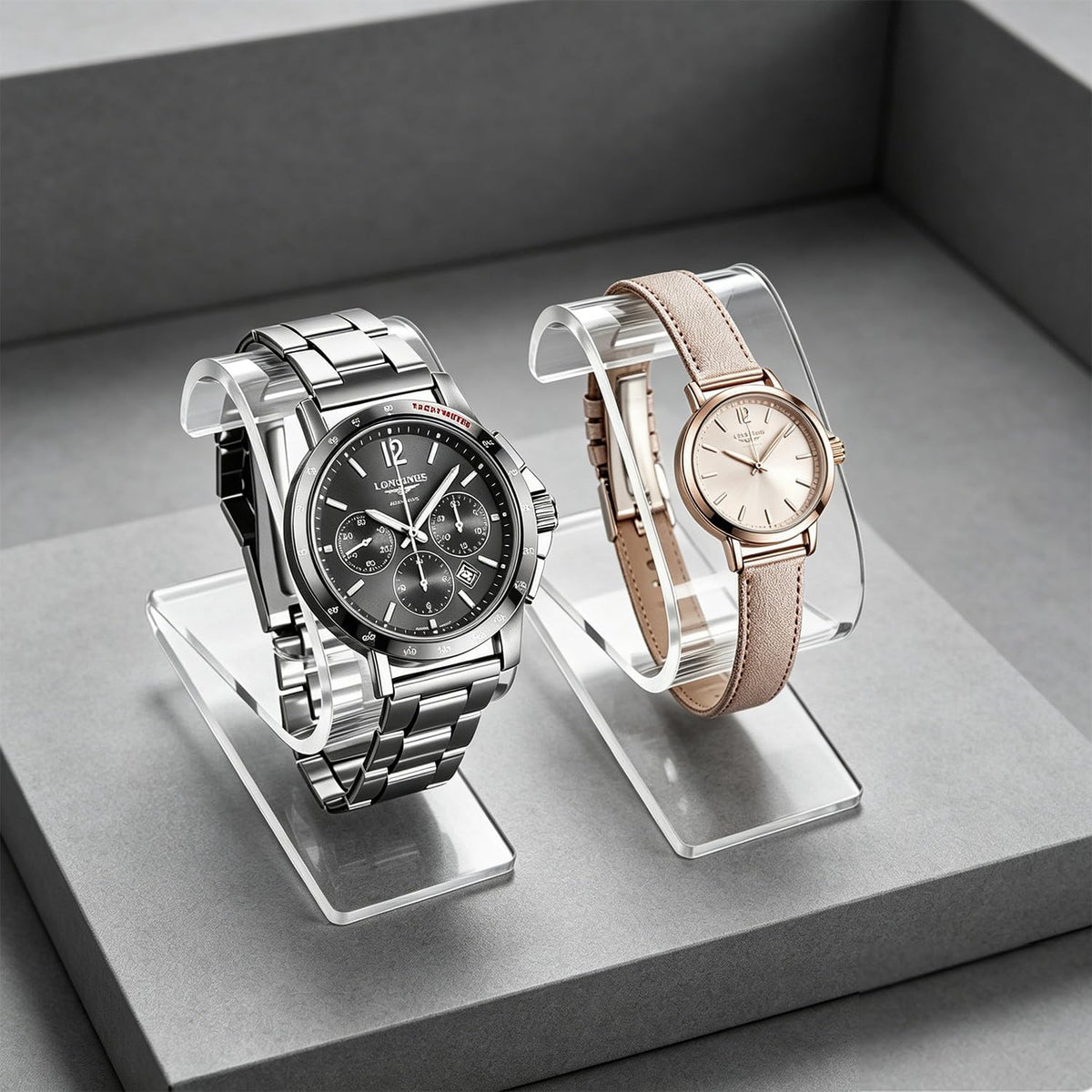 Pack De 2 Expositor Relojes Transparente Acrílico Forma