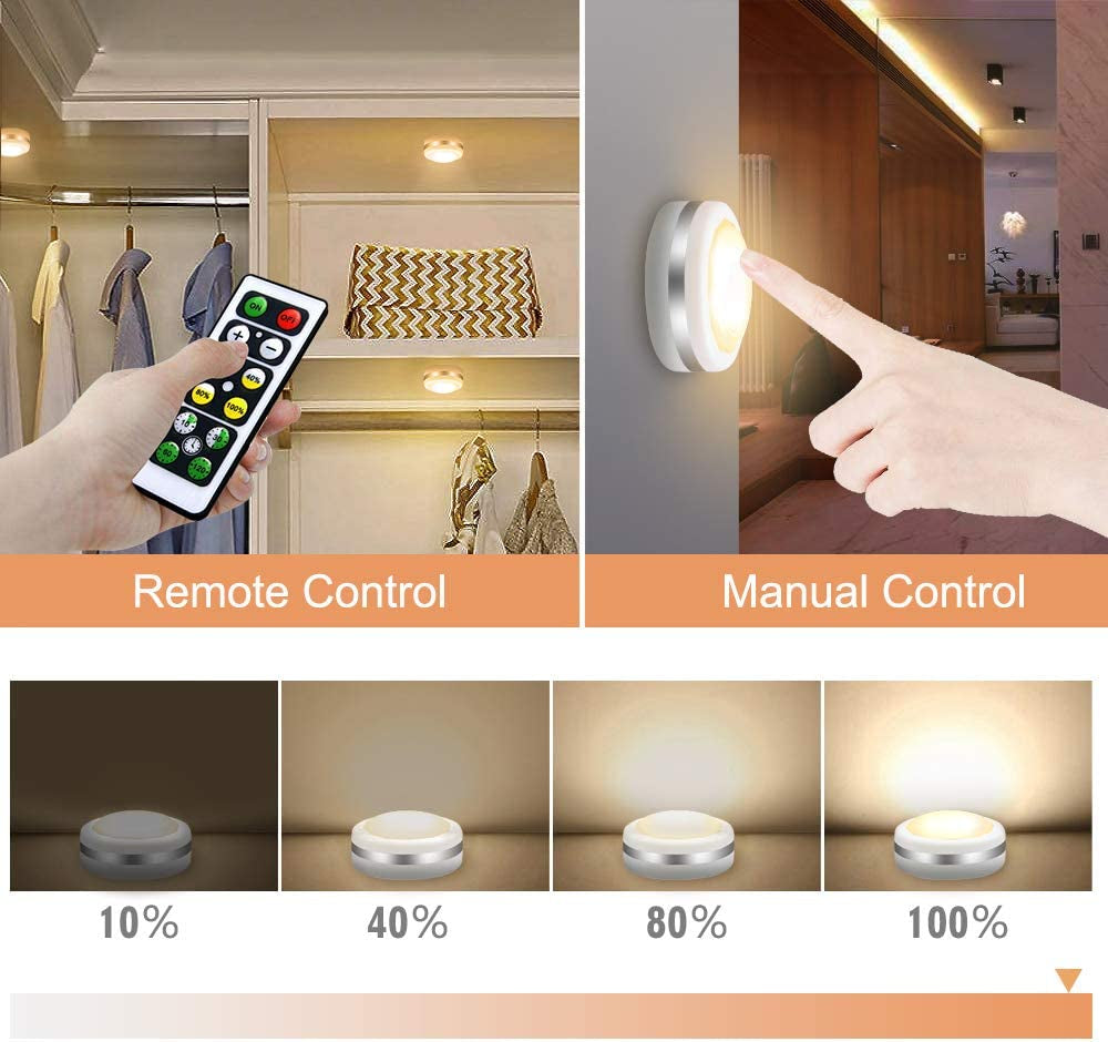 Set de 6 Luces LED Inalámbricas Nocturnas con Control Remoto