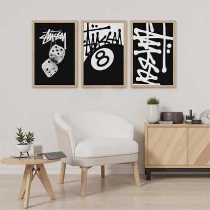 Set de 3 Pósteres de Estilo Moderno en Blanco y Negro (30 x 40 cm)