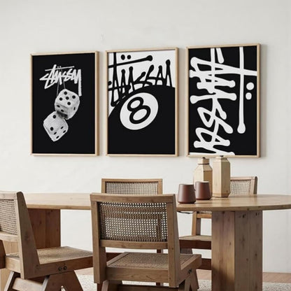 Set de 3 Pósteres de Estilo Moderno en Blanco y Negro (30 x 40 cm)