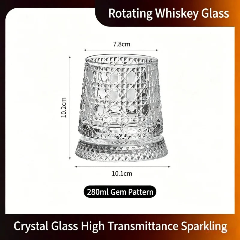 Vaso de whisky giratorio de cristal tallado