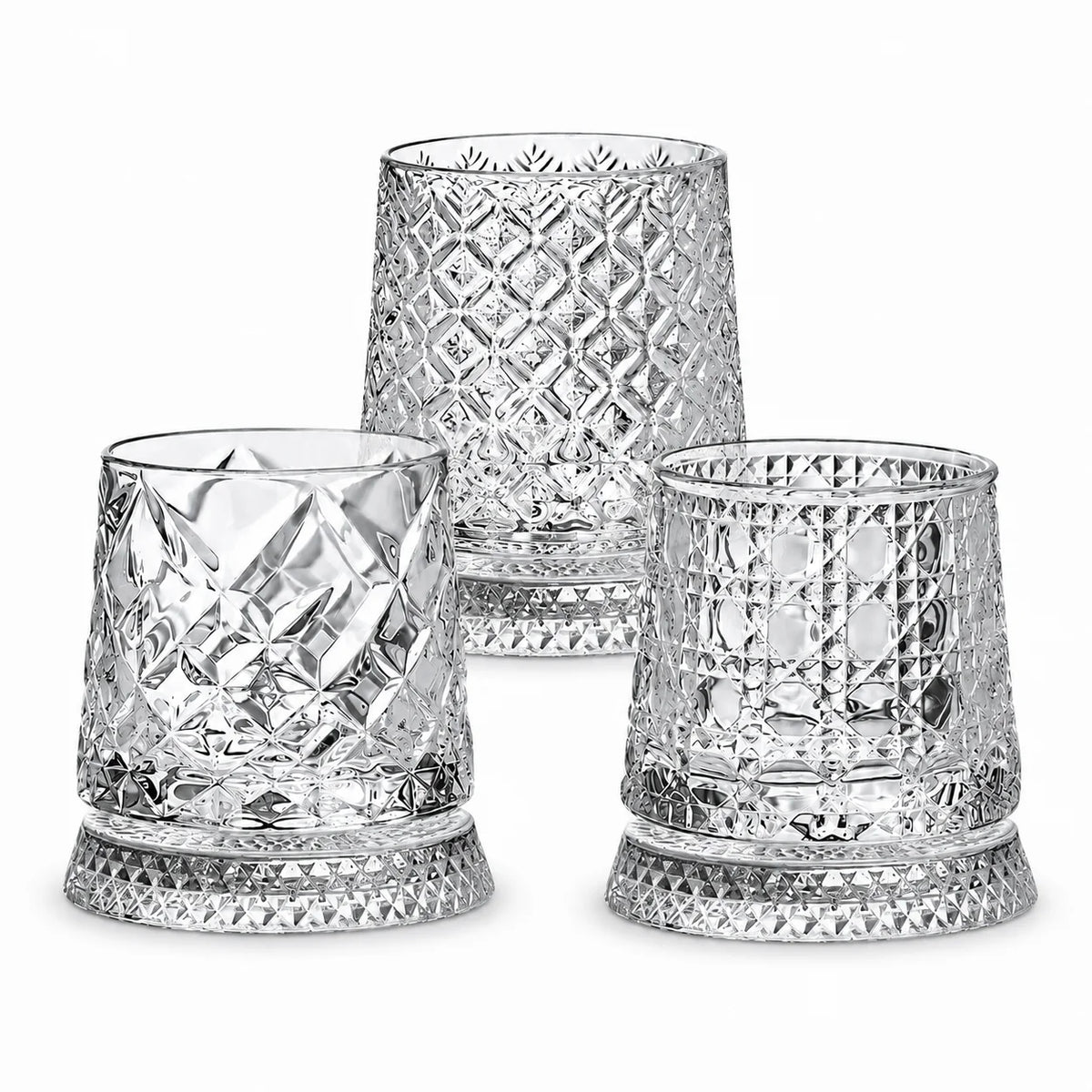 Vaso de whisky giratorio de cristal tallado