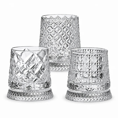 Vaso de whisky giratorio de cristal tallado