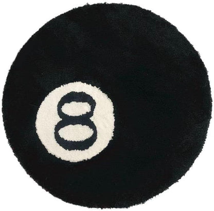 Alfombra Redonda de Billar "Bola 8" en Microfibra Antideslizante (60x60 cm)