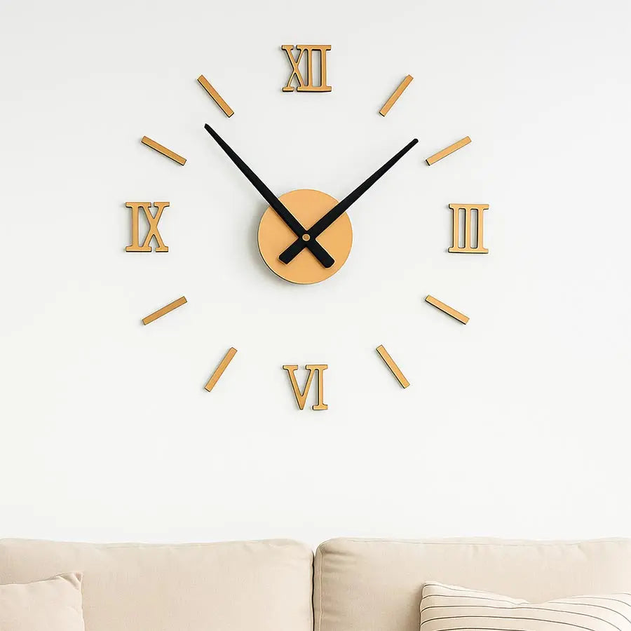 Reloj de pared 3D: Números romanos en acrílico espejado para completar la pared