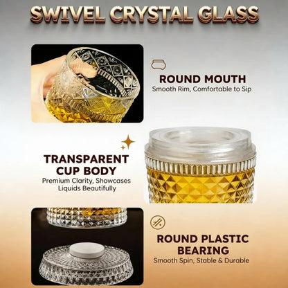 Vaso de whisky giratorio de cristal tallado