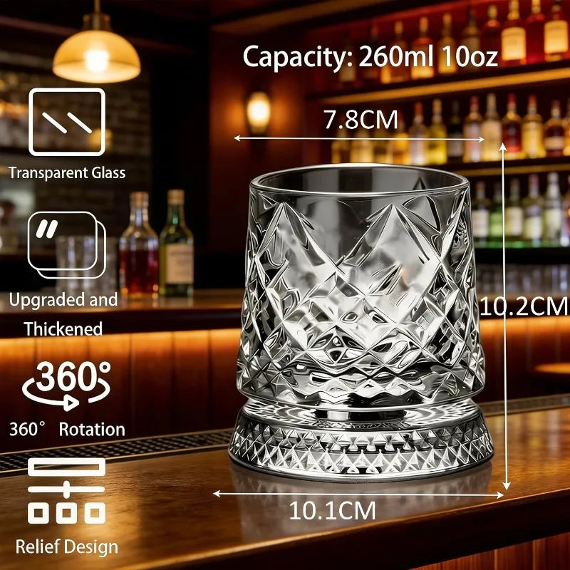 Vaso de whisky giratorio de cristal tallado