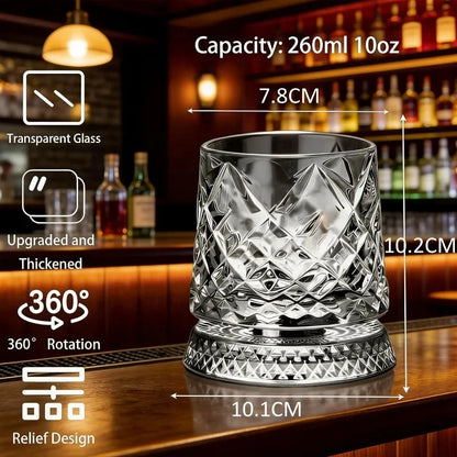 Vaso de whisky giratorio de cristal tallado
