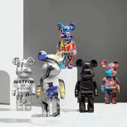 27Cm/10Inches Graffiti Bear Figurine Home Decor Animal Abstract Ornament Storage Money Jar Modern Room Sculpture Table Decor
