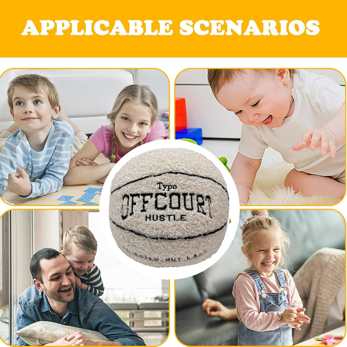 Cojín de Felpa Esponjoso Estilo Pelota Deportiva (25 cm)