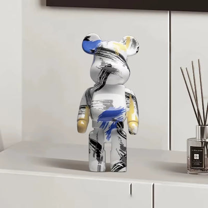 27Cm/10Inches Graffiti Bear Figurine Home Decor Animal Abstract Ornament Storage Money Jar Modern Room Sculpture Table Decor