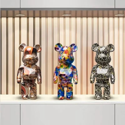 27Cm/10Inches Graffiti Bear Figurine Home Decor Animal Abstract Ornament Storage Money Jar Modern Room Sculpture Table Decor