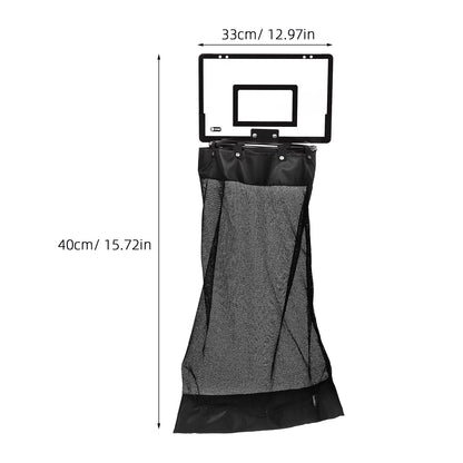 Basketball Hoop Laundry Hamper Zippered Space-Saving Hanging Mesh Organizer for Dorms Bathrooms Bedrooms Office Wall Organizer