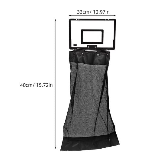 Basketball Hoop Laundry Hamper Zippered Space-Saving Hanging Mesh Organizer for Dorms Bathrooms Bedrooms Office Wall Organizer