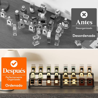 Lifewit Expositor Perfumes, Expositor Metacrilato, Soportes Y Vitrinas De Oficina Para Hogar Para Figuras, Cupcakes, Postres, Esmalte De Uñas, Especias, Cosméticos, 3 Niveles, 1 Paquete, Negro, 30 Cm