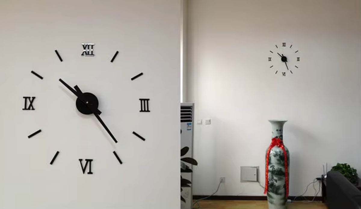 Reloj de pared 3D: Números romanos en acrílico espejado para completar la pared