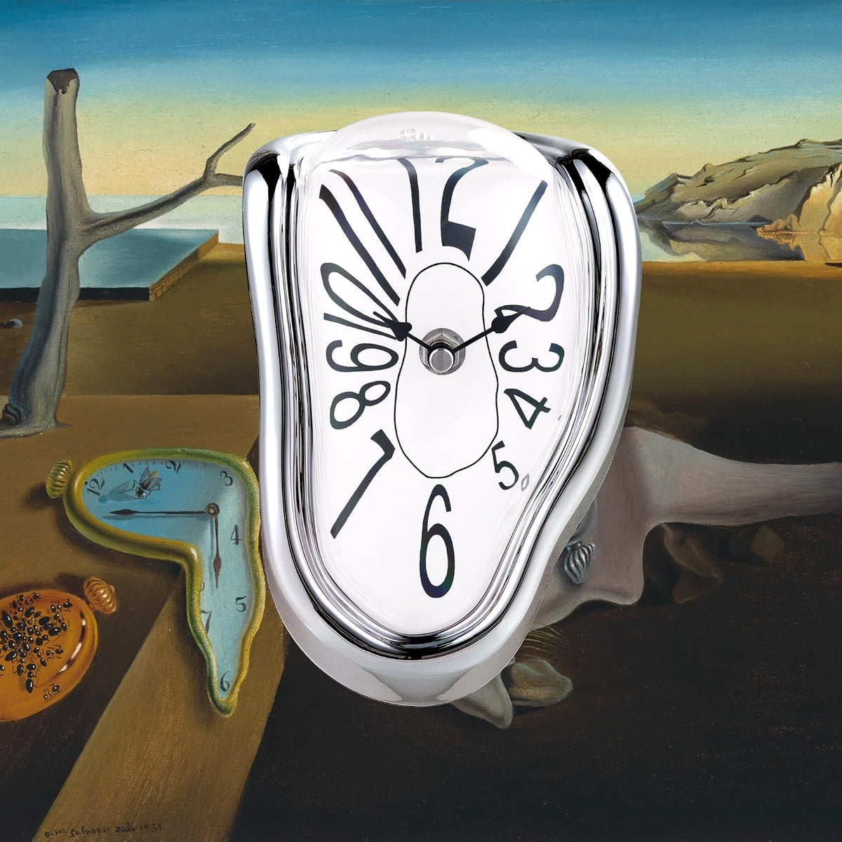 Reloj de Fusión Creativo Plateado Estilo Dalí (16 x 13 x 11 cm)