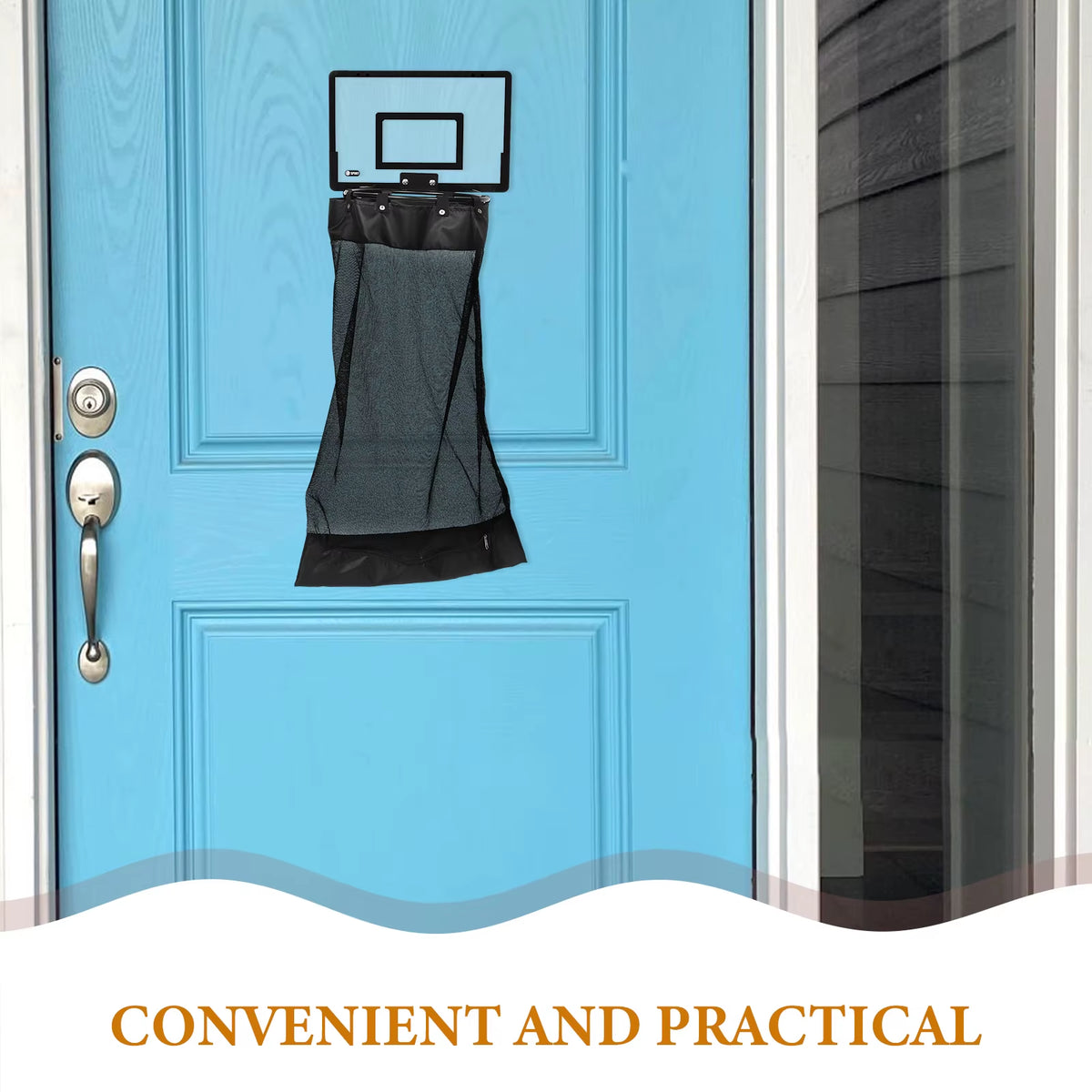 Basketball Hoop Laundry Hamper Zippered Space-Saving Hanging Mesh Organizer for Dorms Bathrooms Bedrooms Office Wall Organizer