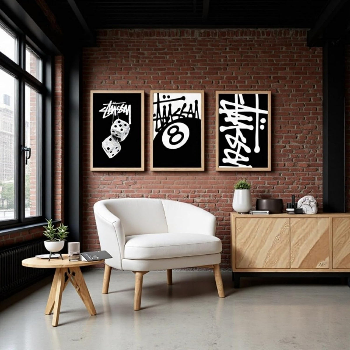 Set de 3 Pósteres de Estilo Moderno en Blanco y Negro (30 x 40 cm)