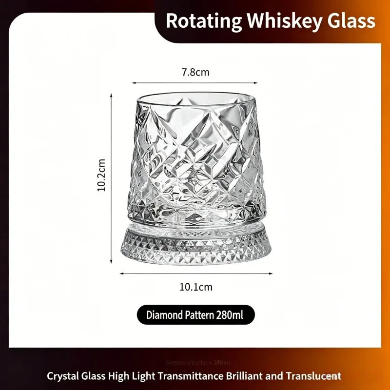 Vaso de whisky giratorio de cristal tallado