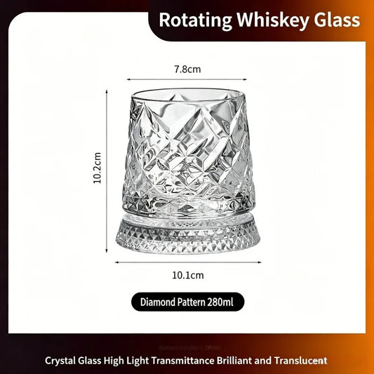 Vaso de whisky giratorio de cristal tallado