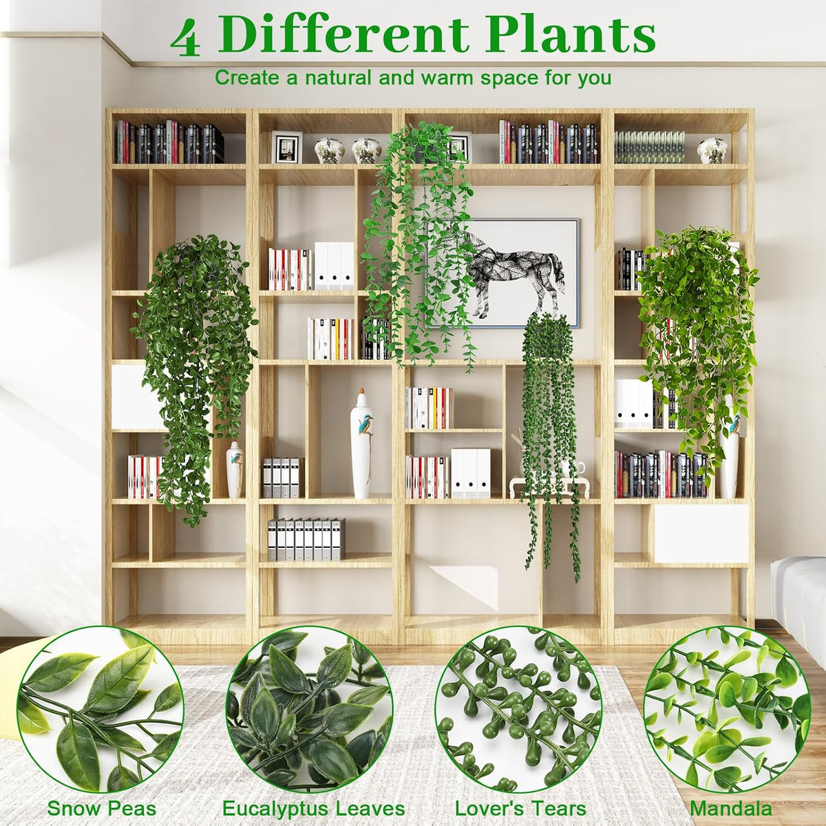 4 Piezas Plantas Artificiales Colgantes
