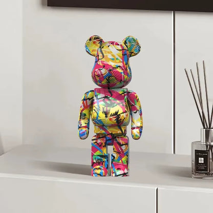 27Cm/10Inches Graffiti Bear Figurine Home Decor Animal Abstract Ornament Storage Money Jar Modern Room Sculpture Table Decor