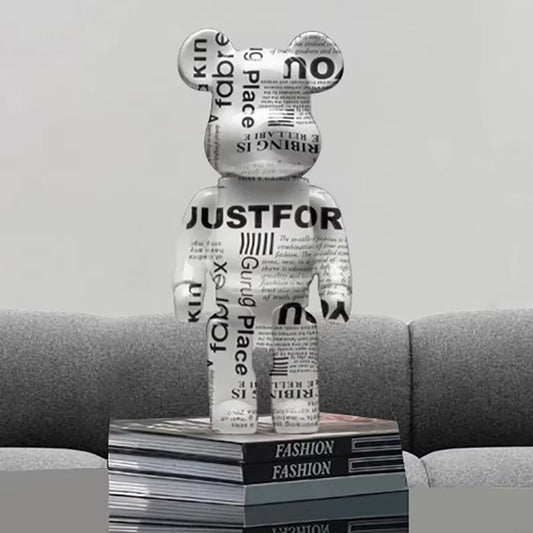 27Cm/10Inches Graffiti Bear Figurine Home Decor Animal Abstract Ornament Storage Money Jar Modern Room Sculpture Table Decor