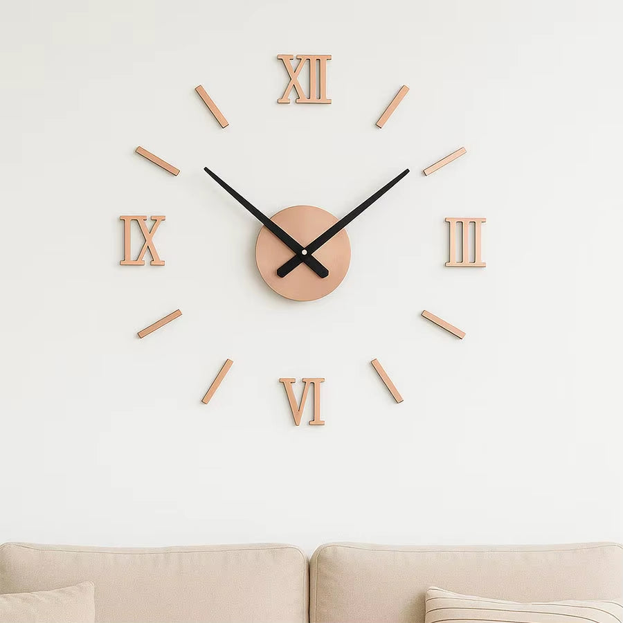 Reloj de pared 3D: Números romanos en acrílico espejado para completar la pared
